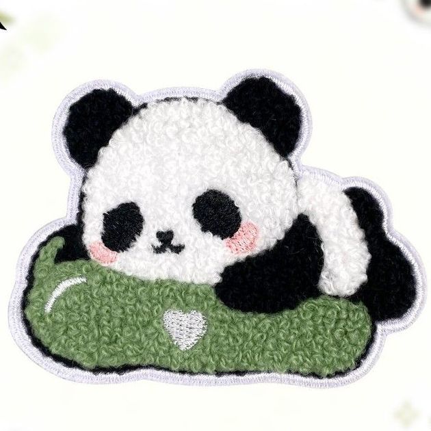 萌趣熊猫刺绣贴布可爱毛绒补丁装饰服装贴纸治愈系手工DIY补丁贴