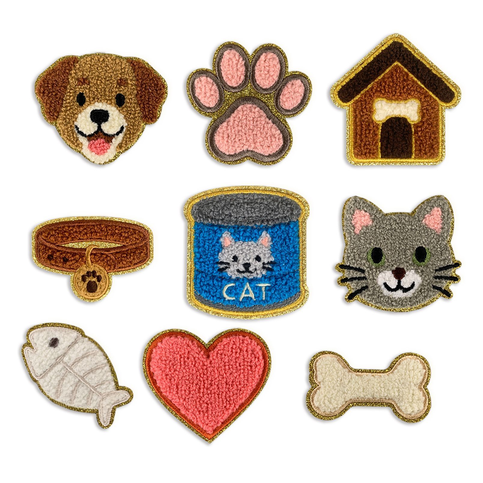 宠物毛巾绣布贴小狗猫咪图案衣服破洞修补贴免熨烫自粘款装饰贴